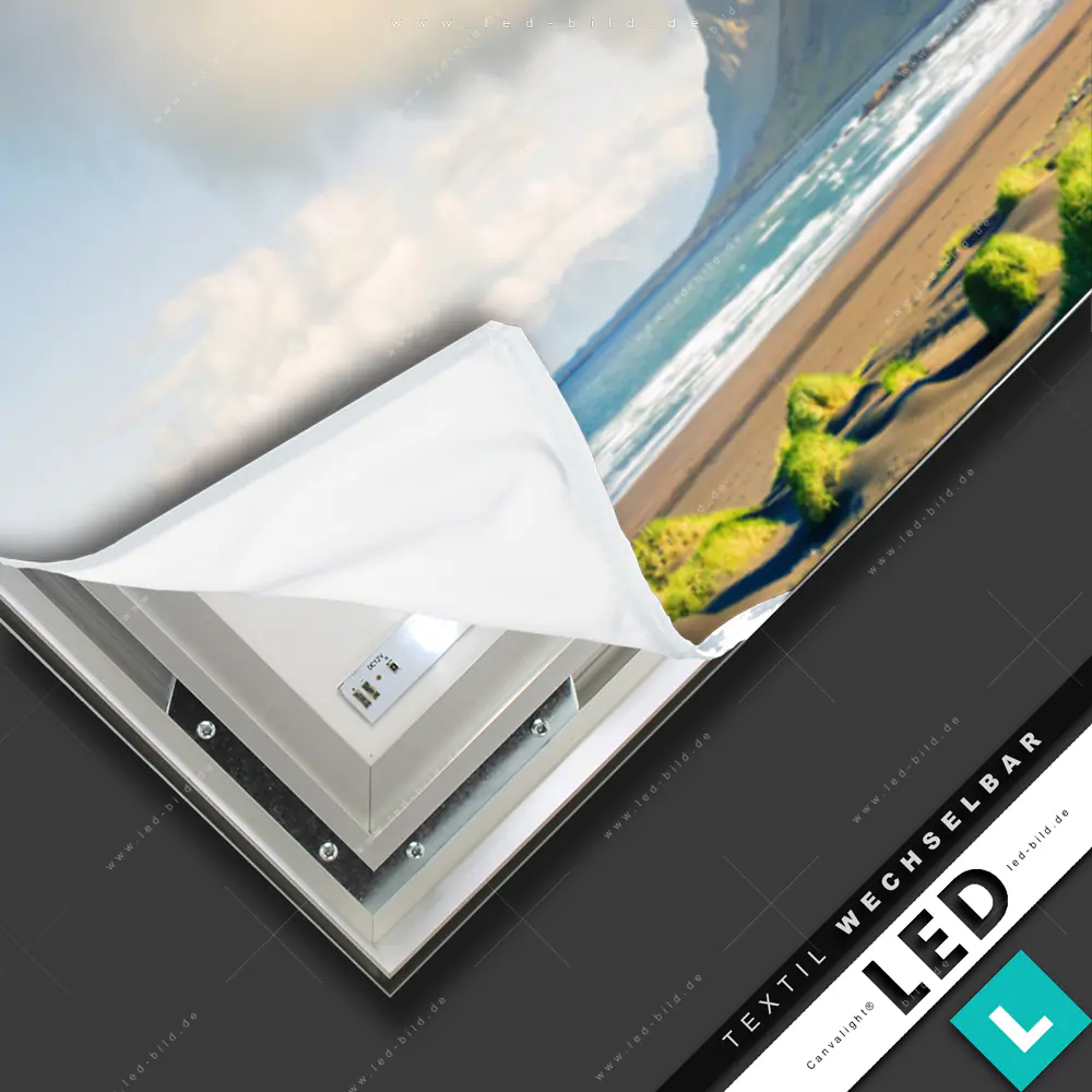 Canvalight® TEX LED-Bild Felsige Berge am Meer | Landschaften ...