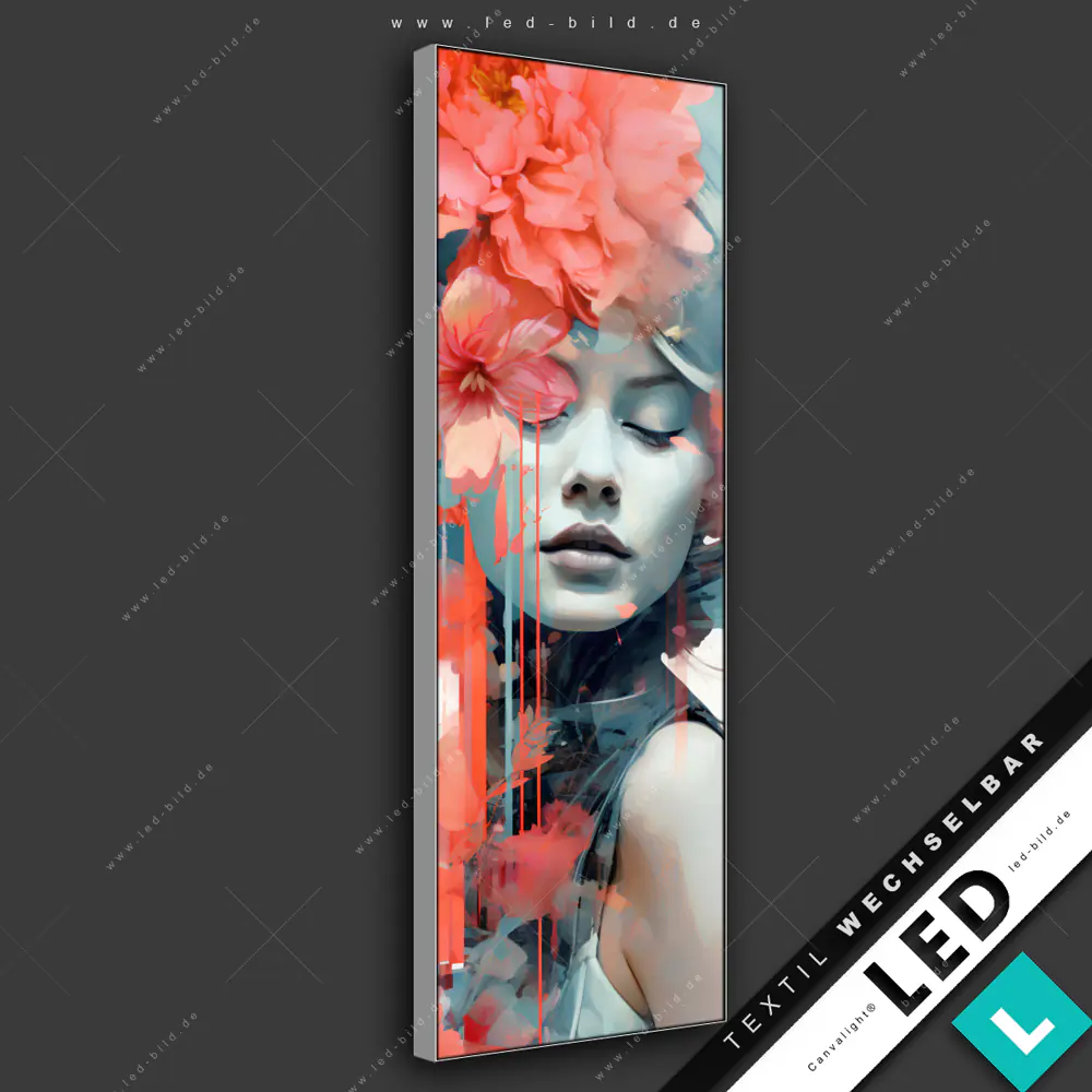 LED Leinwandbild Canvalight® TEX | Frau im Licht | Schmal
