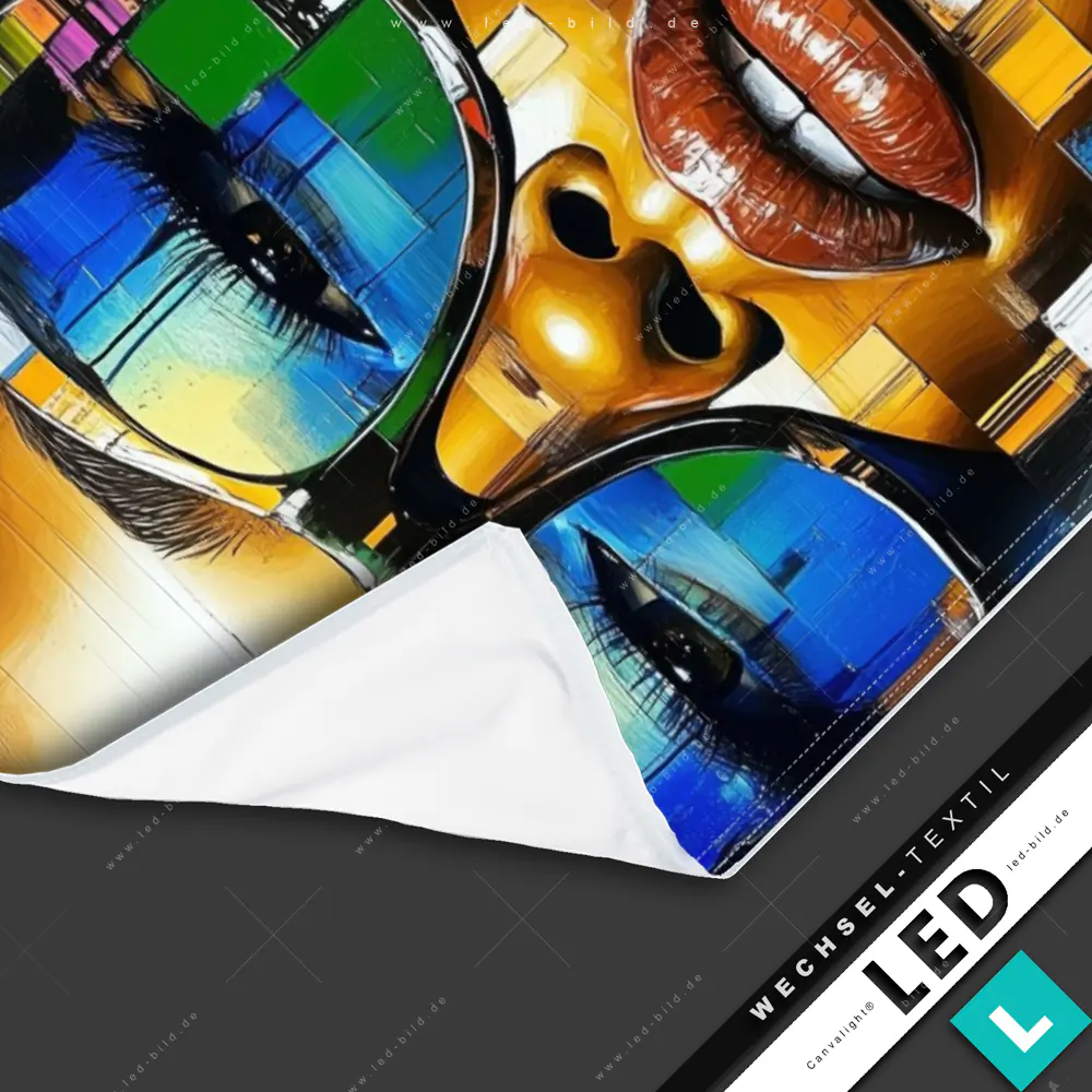 LED Leinwandbild Canvalight® TEX | Florale Leichtigkeit mit Goldglanz | Hochformat