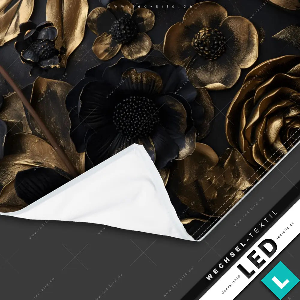 LED Wechsel-Leinwand Canvalight® TEX | Flamingo & Blüten | Panorama