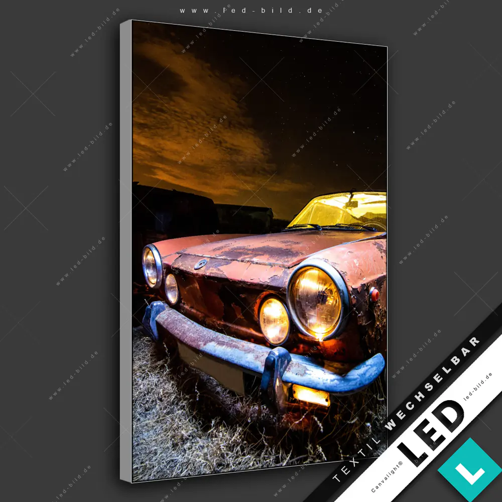 Canvalight® TEX LED-Bild rostiges Auto mit Lichteffekten | Fahrzeuge ...