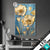 Led Glasbild Goldene Blumen Auf Blau Hochformat Produktvorschau