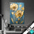 Textilrahmen Goldene Blumen Auf Blau Hochformat Produktvorschau