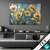 Textilrahmen Goldene Blumen Auf Blau Querformat Produktvorschau